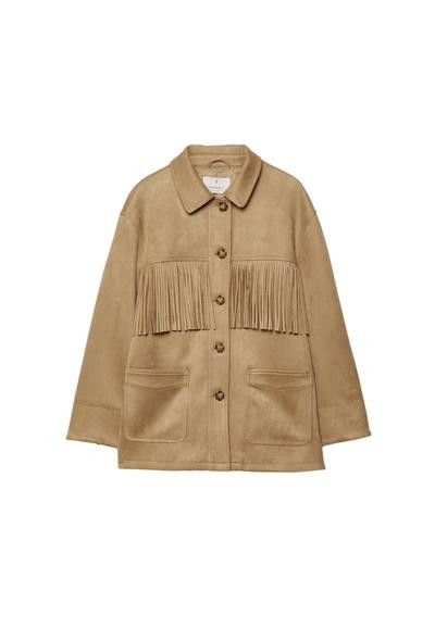 Fringed faux suede jacket | Stradivarius (UK)