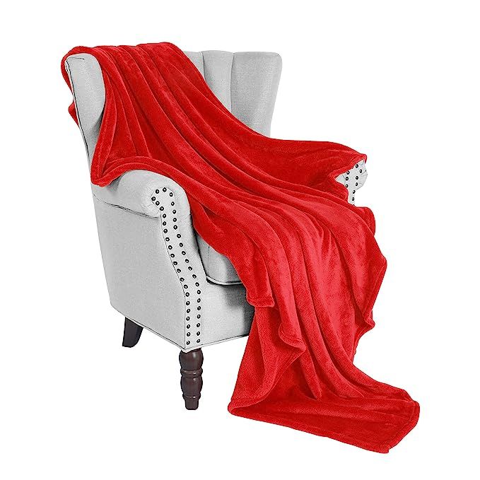 Exclusivo Mezcla Large Flannel Fleece Velvet Plush Throw Blanket – 50" x 70" (Red) | Amazon (US)
