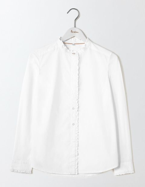 Virginie Ruffle Shirt (White) | Boden (UK & IE)
