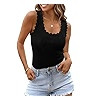 Saodimallsu Womens Ribbed Knit Tank Top Summer Sleeveless Square Neck Casual Basic Slimming Sweat... | Amazon (US)