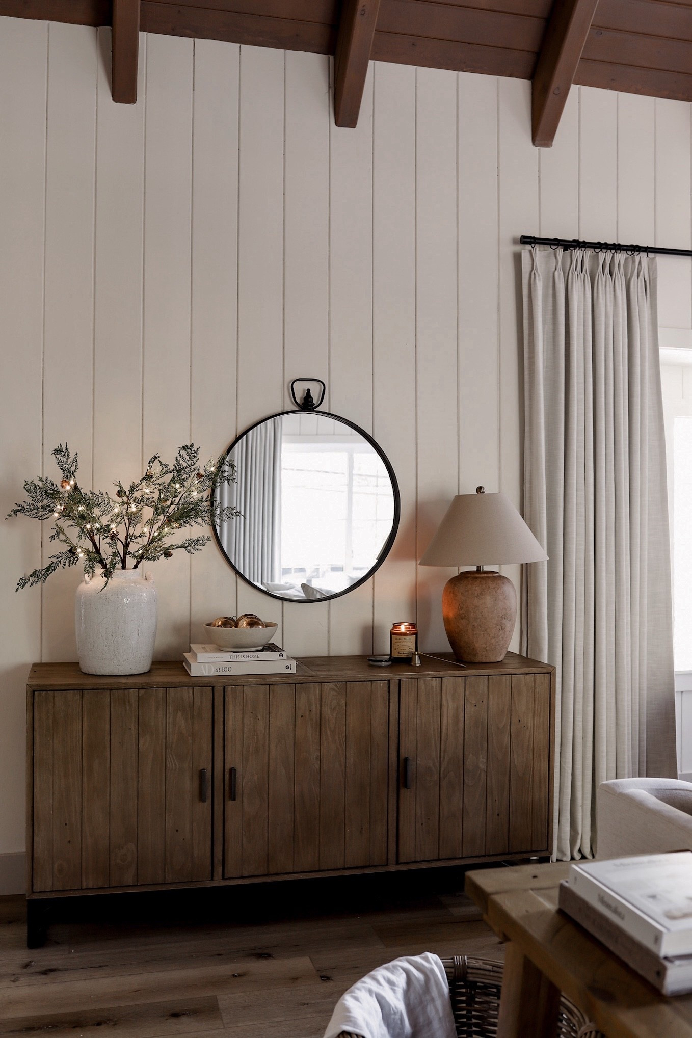 A holiday sideboard moment ✨ Layered with greenery, warm wood tones, and simple seasonal accents to make everyday spaces feel festive without feeling overdone. Everything linked below!

#LTKHome #LTKSaleAlert #LTKHoliday