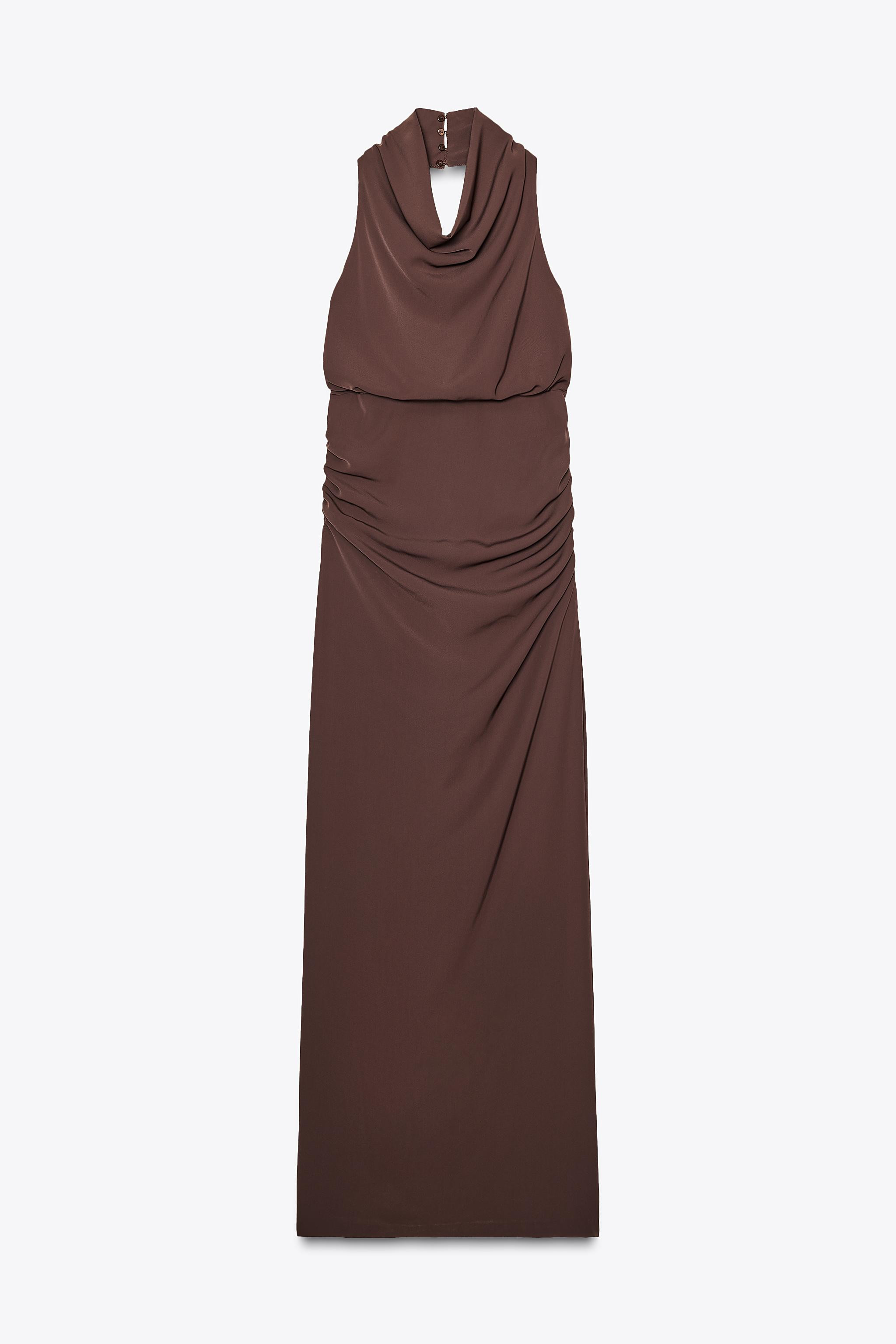 LONG HALTER DRESS WITH OPEN BACK | Zara UK
