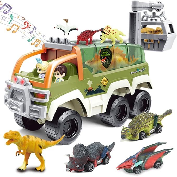 Dinosaur Toys Truck Set for 1 2 3 4 5 6 Year Old Boys and Girls, Kids Toys Car for Toddler Age 3-... | Amazon (US)