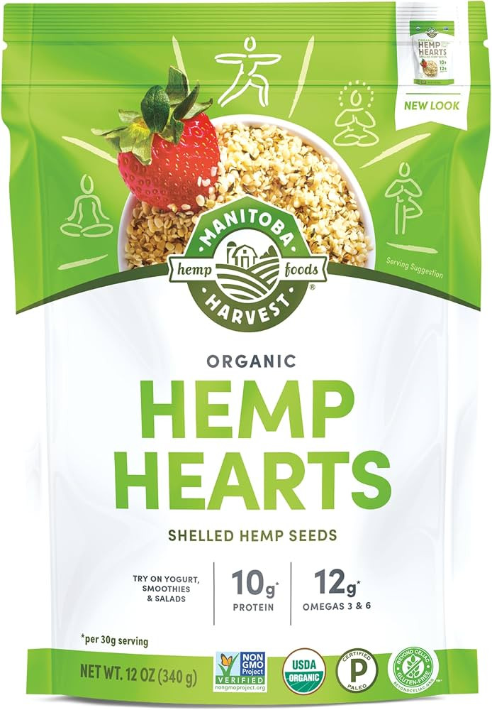 Manitoba Harvest Organic Hemp Hearts, Shelled Hemp Seeds, 12 oz | Amazon (US)