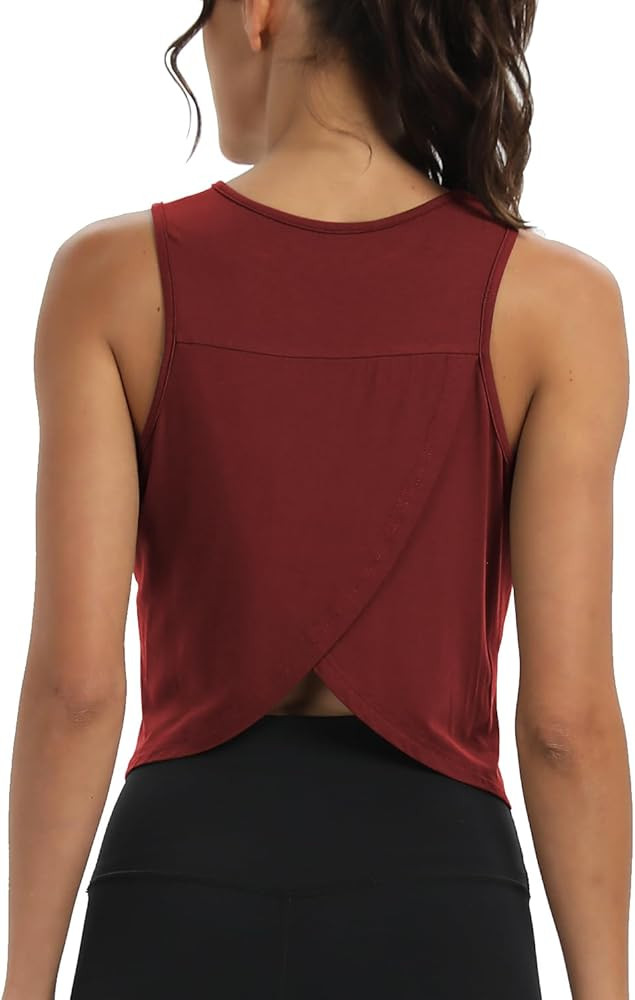 Mippo Workout Tops for Women Cropped Open Back Sleeveless Tank Tops Athletic Gym Yoga Shirts Loos... | Amazon (US)