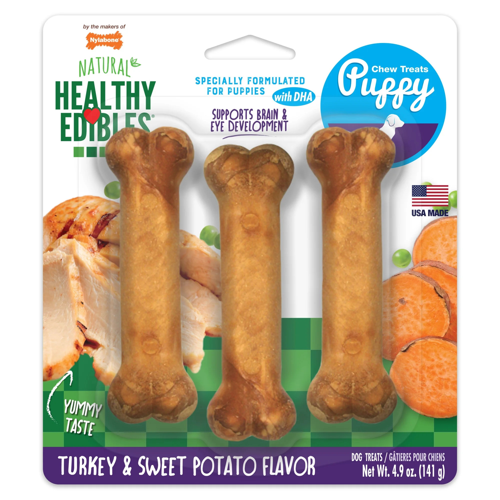 Nylabone Healthy Edibles All-Natural Long Lasting Puppy Chew Treats Turkey & Sweet Potato Small (... | Walmart (US)