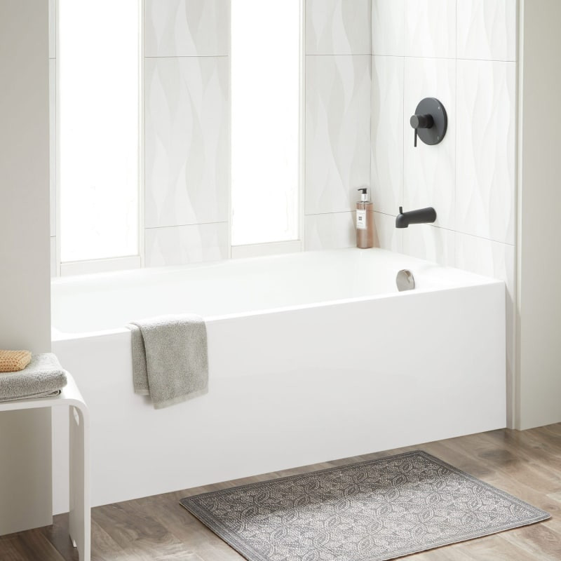 Signature Hardware 948821-60-R Sitka 60" Three Wall Alcove Acrylic Soaking Tub - Right Drain White T | Build.com, Inc.