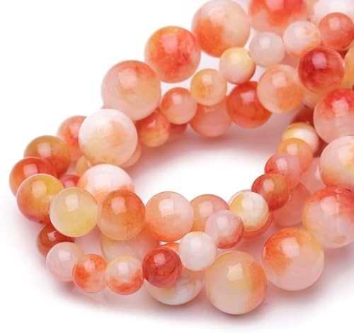 Chicager Natural Stone Beads for Jewelry Making,6mm Orange Jade Polished Smooth Round Gemstone Be... | Amazon (US)