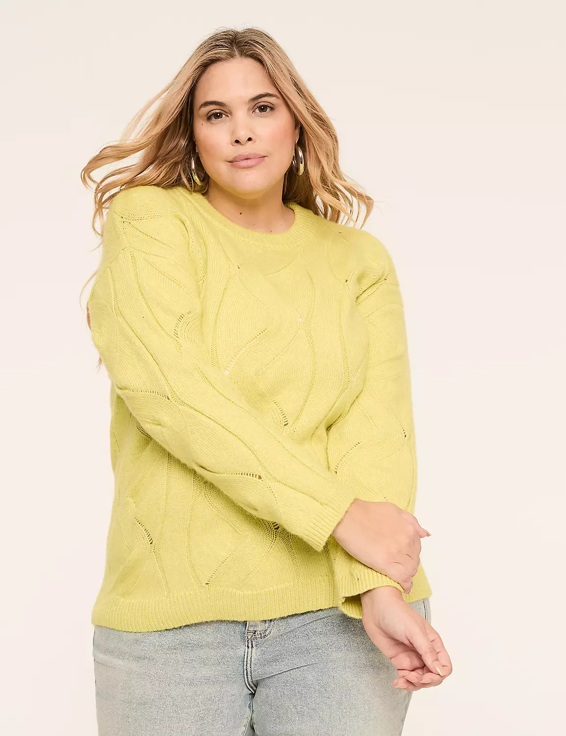 Relaxed Pointelle-Stitch Pullover Sweater | LaneBryant | Lane Bryant (US)