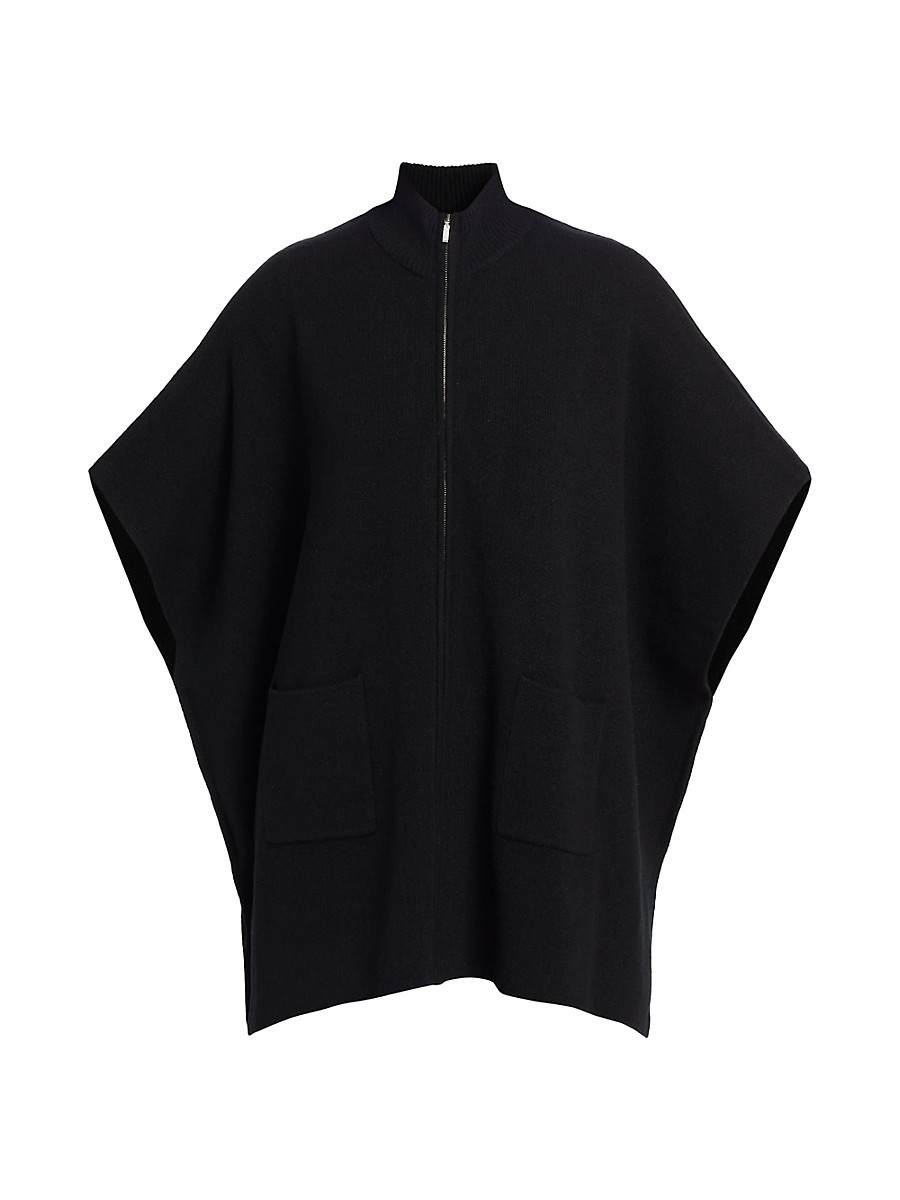 Women's COLLECTION Full-Zip Poncho - Black | Saks Fifth Avenue