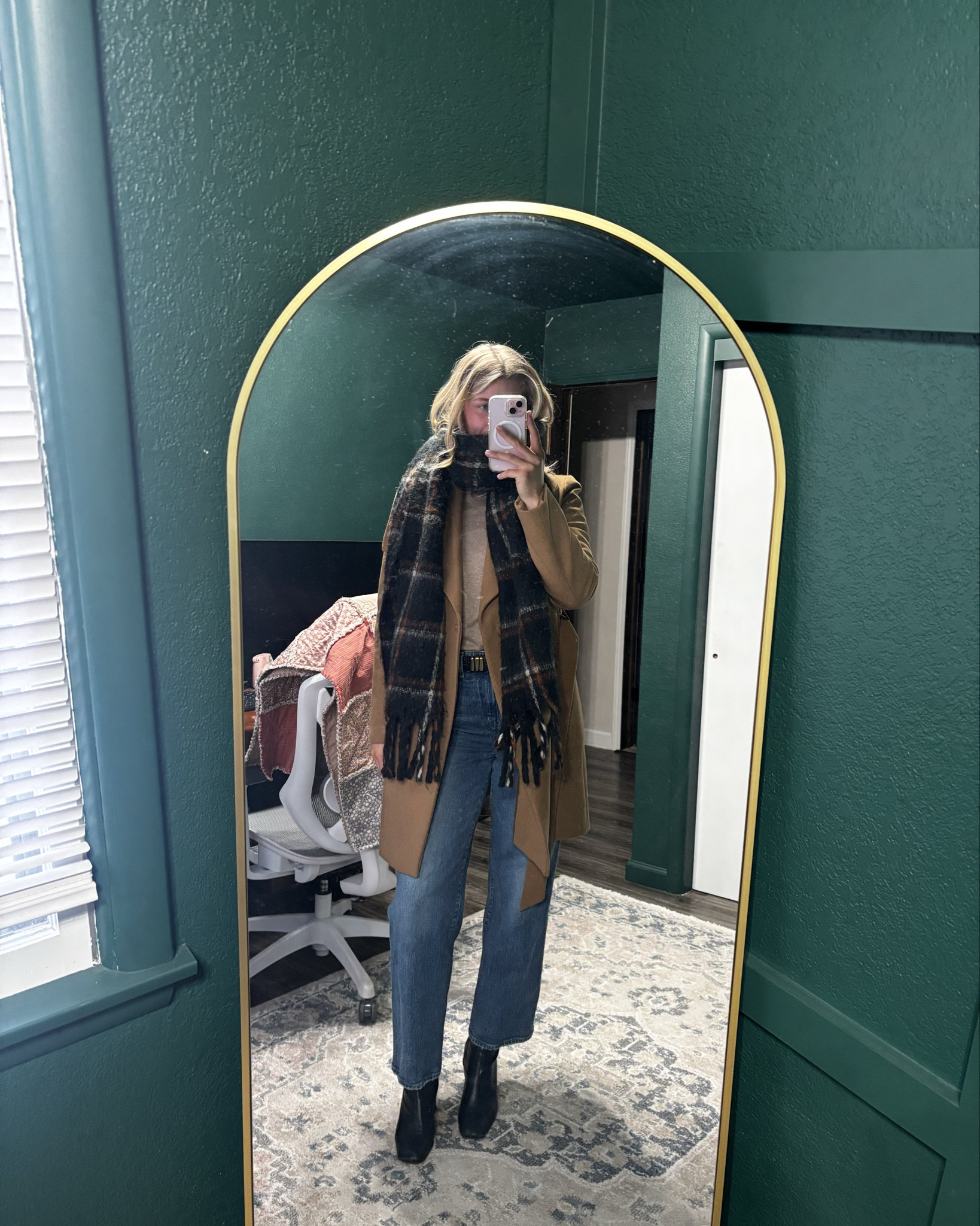 Church Fit! 
Scarf is from Target years ago. 
Jacket is old Express
Boots are Steve Madden. 
Belt is Evereve  

#LTKgrwm #LTKootd #LTKmomlife