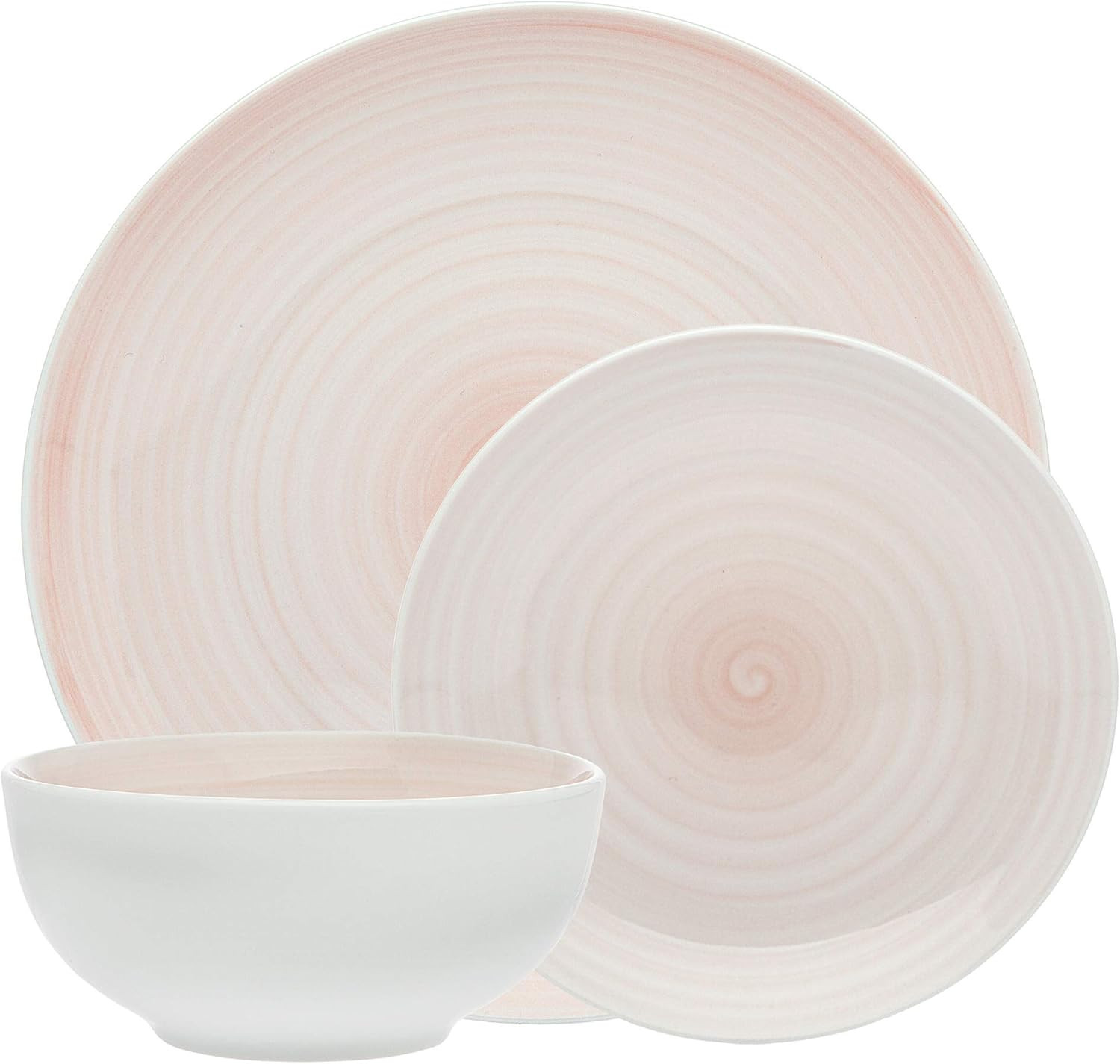 Dinnerware Set Pink Swirl Design Dinner Plate, Salad Plate, Soup Bowl - Service of 4 | Amazon (US)