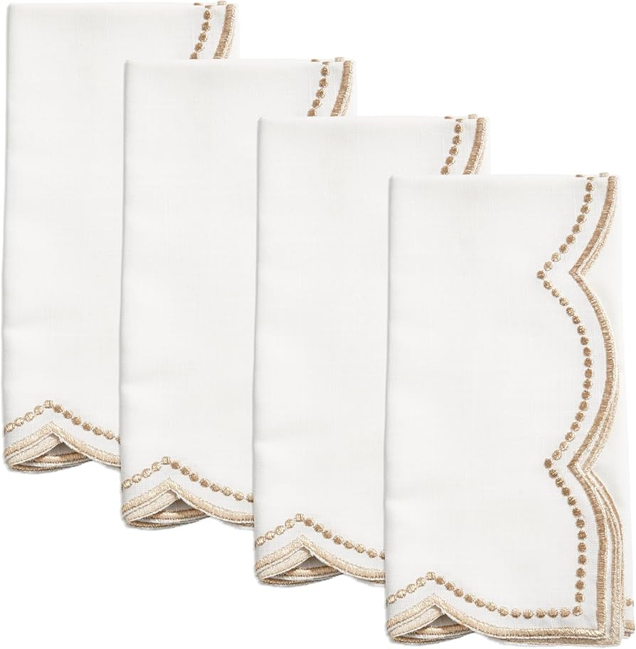 Embroidered Polka Dot Napkin w/Scallop Edge (Set of 4) | Amazon (US)