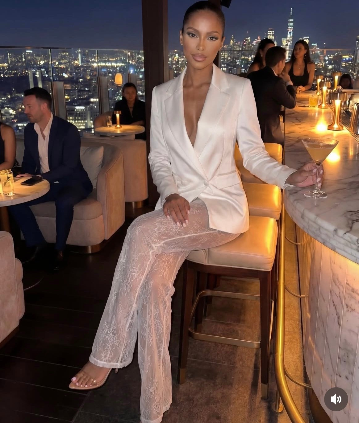 White lace pants 

White blazer 

#LTKootd #LTKSeasonal #LTKHoliday