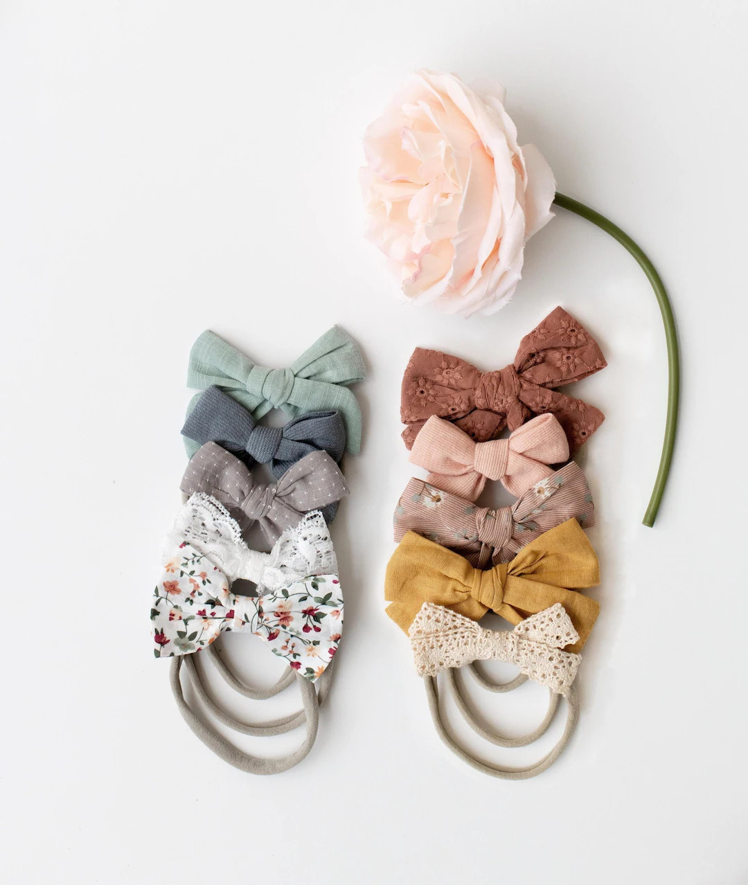 Baby Bow Headband Variety Pack: Linen Newborn Bows, Set of 10 | Etsy (US)