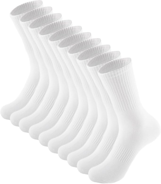 ACCFOD Womens Crew Socks Thin Cotton Long Socks Arch Support Casual Workout High Socks 5 Pairs | Amazon (US)