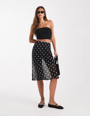 ASOS DESIGN sheer midi skirt in polka dot | ASOS (Global)