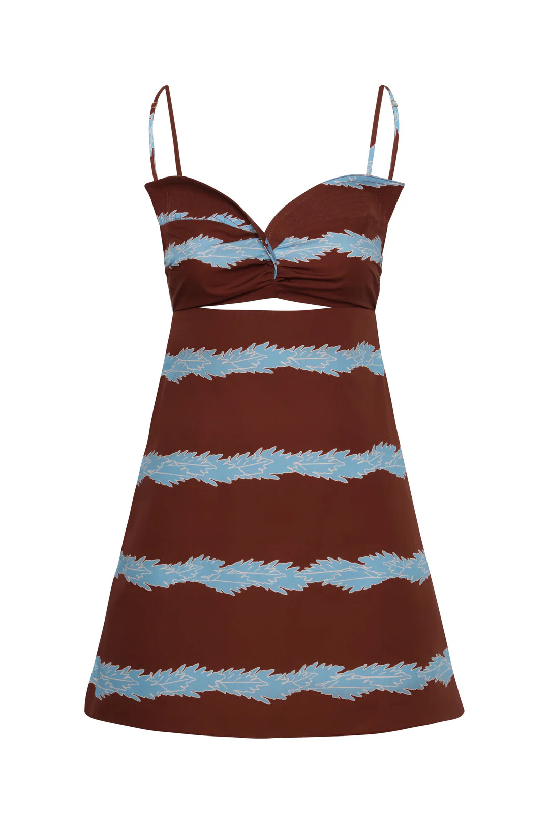 Victoria Cotton Mini Dress  / Chocolate Striped Helechos | COUPER