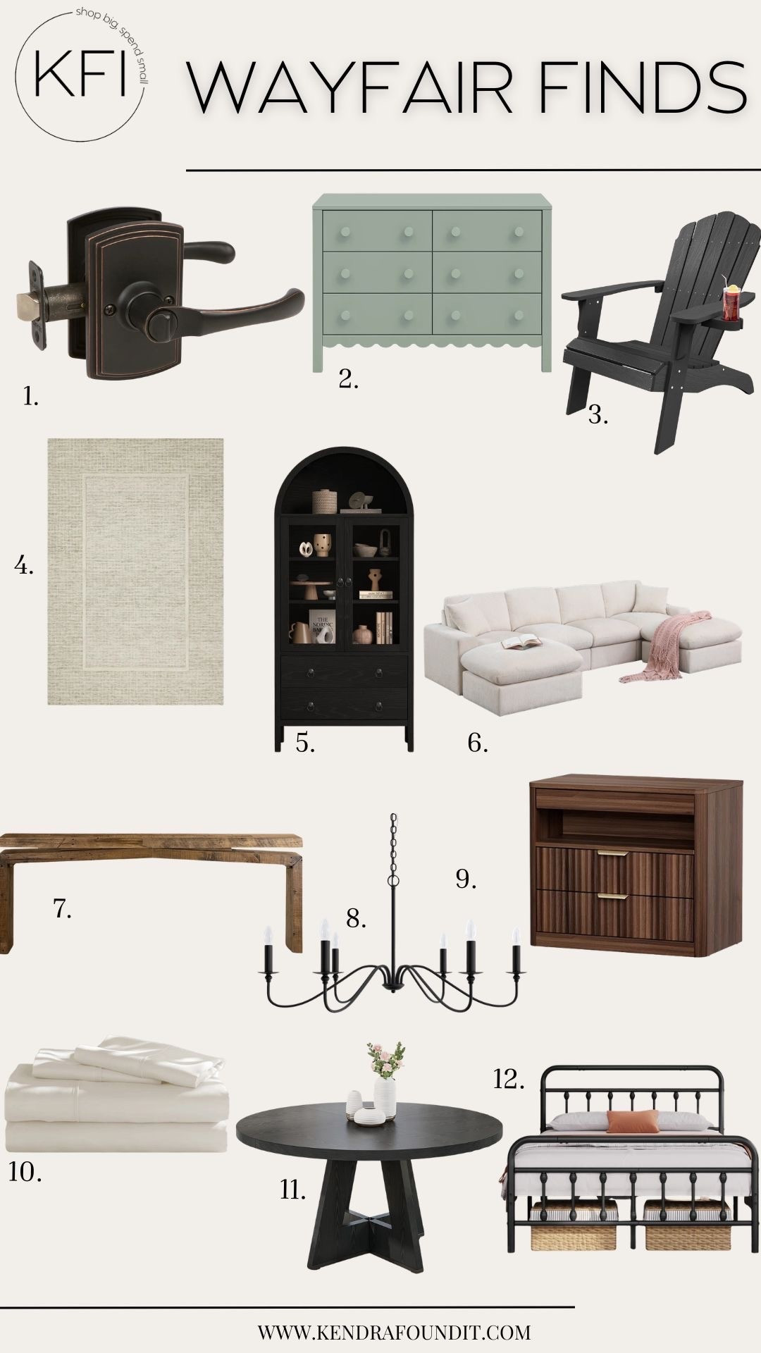 Wayfair Spring Cyber Week is almost here and it’s one of the best times of the year for a spring home refresh. 🎉 The sale runs March 19–23 with up to 80% off furniture, lighting, rugs, bedding, and decor, so I rounded up some of my favorite Wayfair home finds that are stylish, well-reviewed, and affordable. You’ll see pieces like the bronze door handles we used for our door refresh, a neutral textured area rug, arched black cabinet, cloud-style sectional sofa, round pedestal dining table, scalloped dresser, Adirondack chair, modern black chandelier, fluted wood nightstand, neutral bedding, and a vintage-inspired iron bed frame. If you’re looking for Wayfair furniture finds, neutral home decor, minimalist furniture, modern farmhouse decor, or affordable designer-style furniture, this roundup is full of top-rated Wayfair deals perfect for updating your living room, bedroom, or patio during the Wayfair Spring Cyber Week sale.

#WayfairPartner, #Wayfair, @wayfair #LTKSpringSale 

#LTKSaleAlert #LTKHome