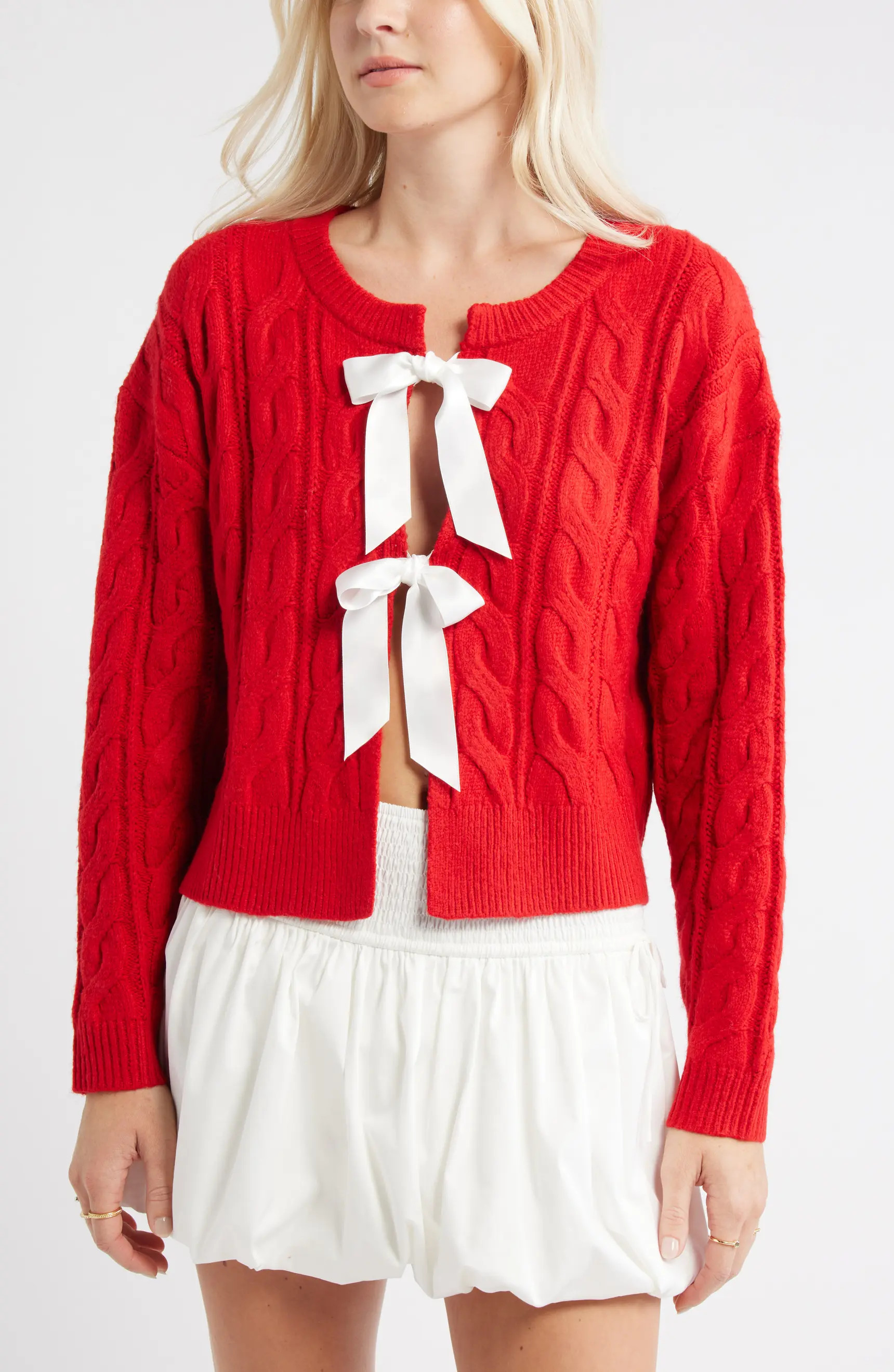 Cable Bow Tie Cardigan | Nordstrom