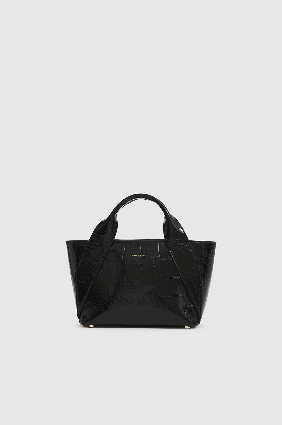 ANINE BING Mini Maya Tote in Black Oversized Embossed | Anine Bing