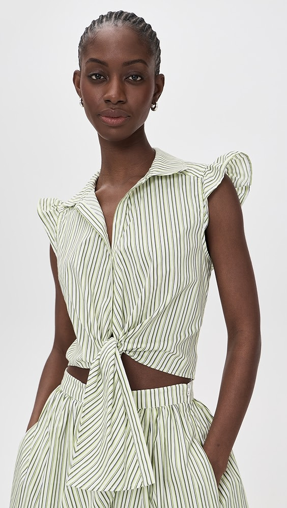 Sophie Stripe Flutter Sleeve Marianna Top | Shopbop