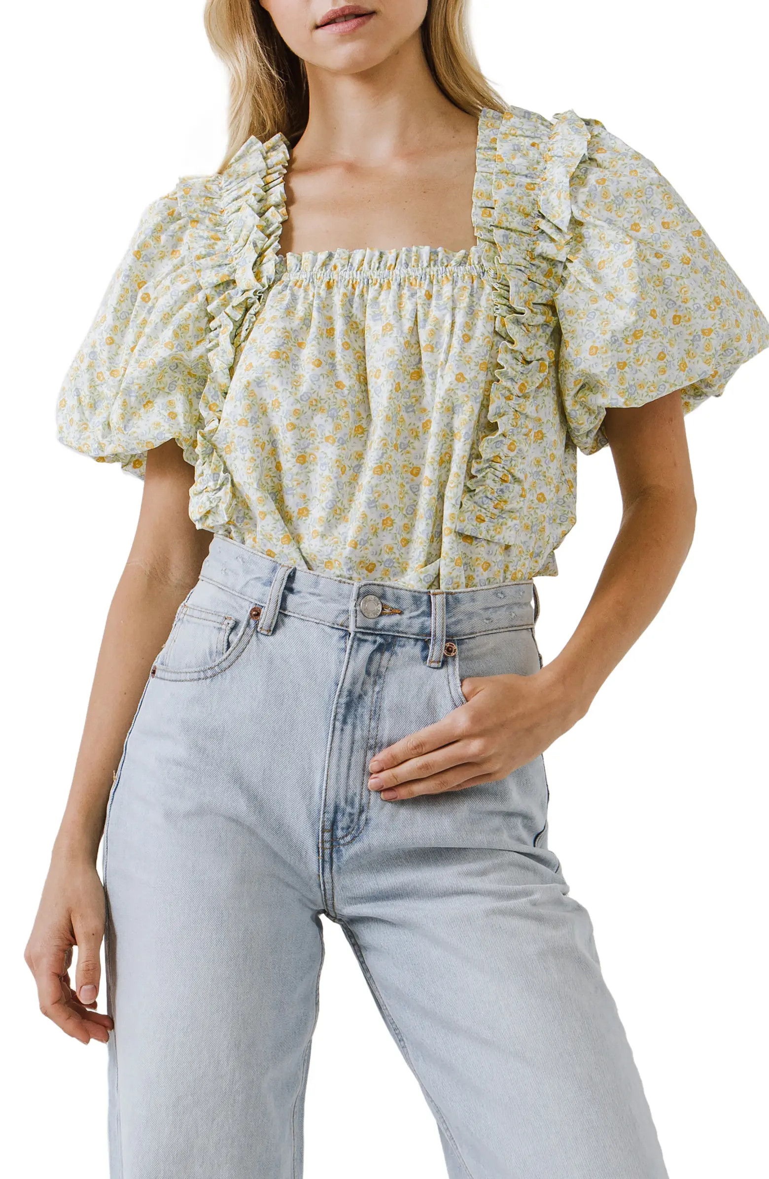 English Factory Floral Puff Sleeve Top | Nordstrom | Nordstrom