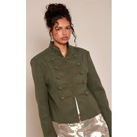 Khaki Military Button Jacket | PrettyLittleThing UK