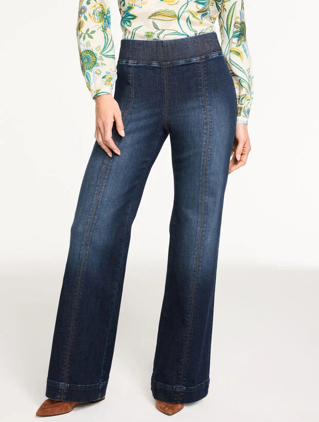 Flare Leg Pull-On Travel Jeans - Beekman Wash | Talbots