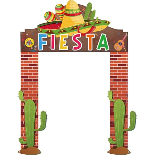 Peryiter 3 Pieces Mexican Fiesta Party Decorations Mexico Cinco de Mayo Themed Backdrop Fiesta Banner with Sombrero Cactus Guitar Design for Mexican Party Supplies Decoration | Amazon (US)