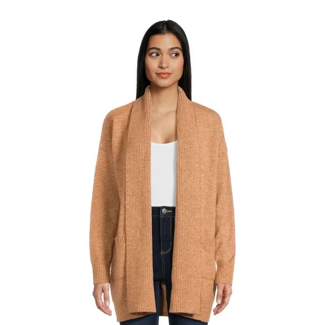 Time and Tru Women's Fuzzy Cardigan Sweater with Pockets, Midweight, Sizes XS-XXXL | Walmart (US)