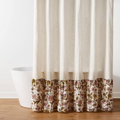 72"x72" Adelaide Floral Ruffles Cotton Slub Shower Curtain - Threshold™ | Target
