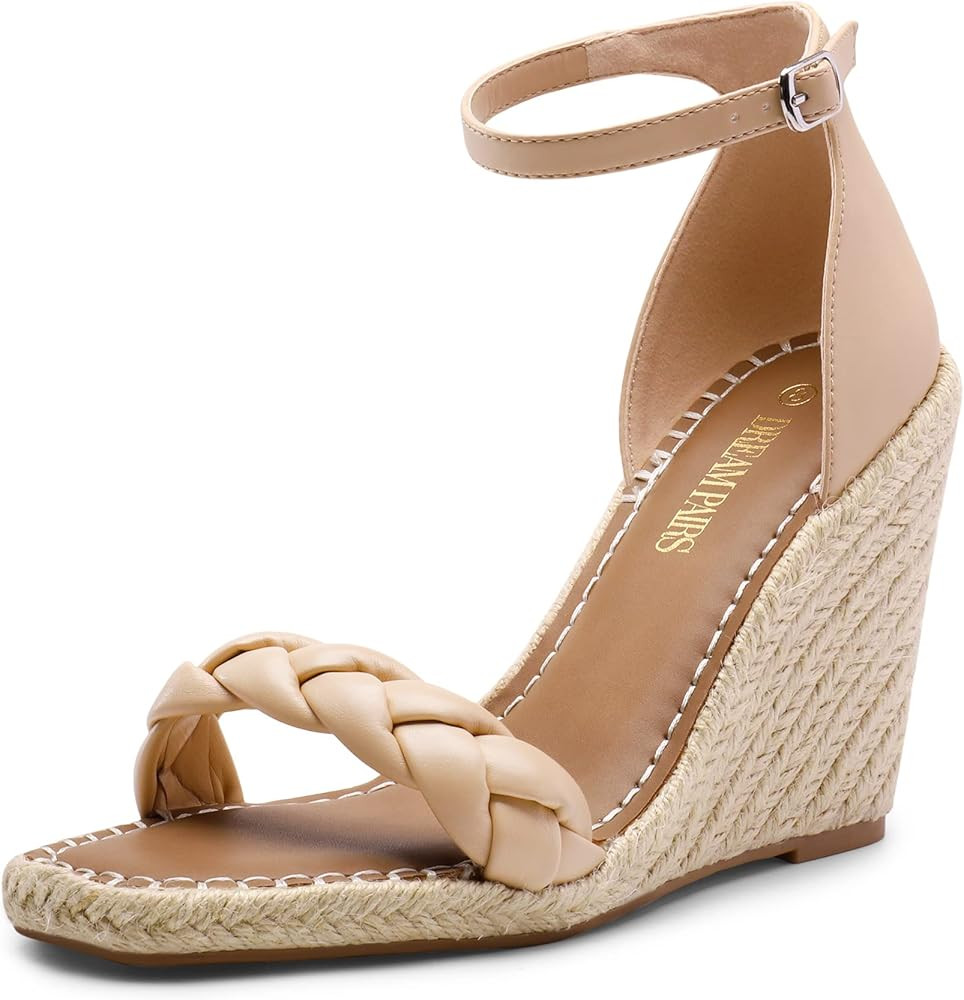 DREAM PAIRS Womens Open Toe Espadrilles Wedges Ankle Straps High Heels Platform Dressy Sandals | Amazon (US)