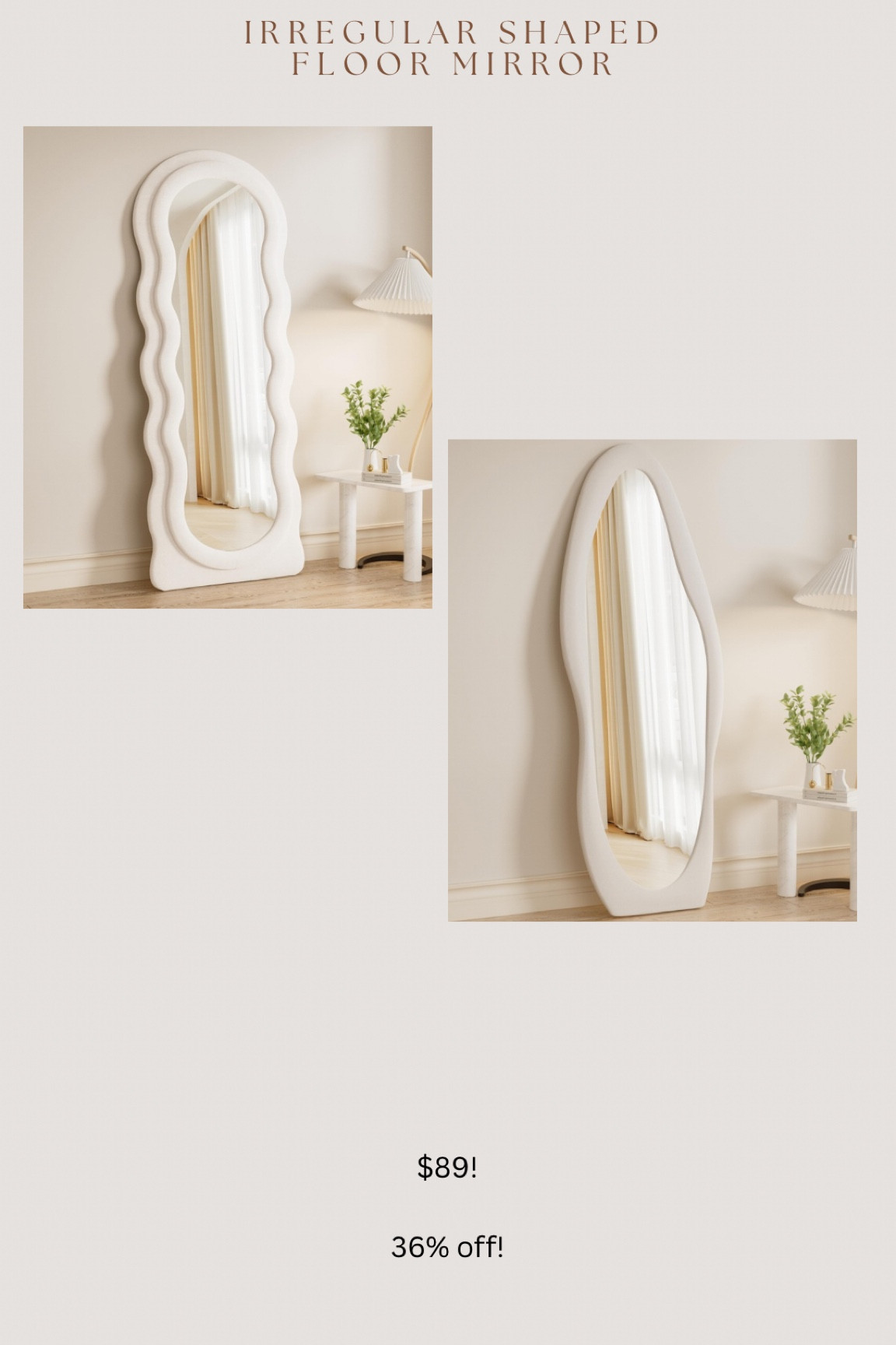 I’ve never seen these popular organic modern style floor mirrors marked below $100!! Limited time deal 🔥

#LTKFindsUnder100 #LTKSaleAlert #LTKHome