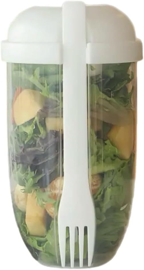 Salad Meal Shaker Cup with Fork and Dressing Holder - 1000ml/33.8oz Healthy Plastic Salad Contain... | Amazon (US)