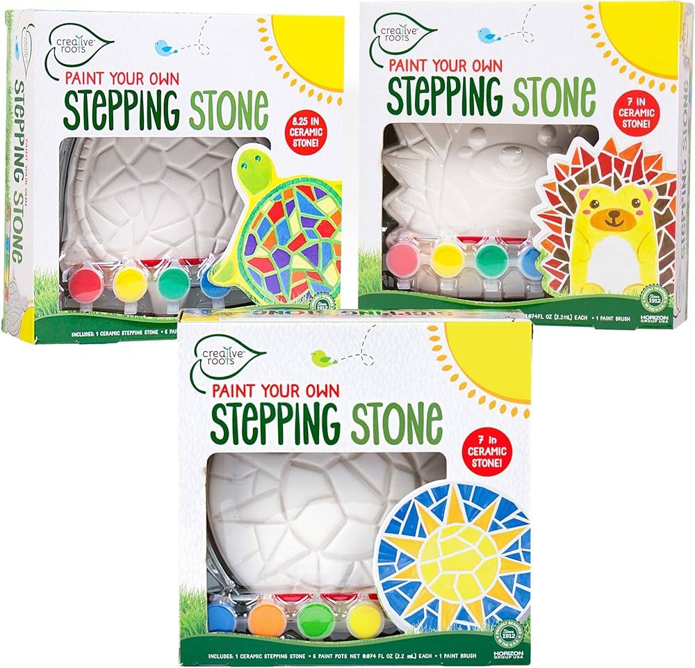 Creative Roots Mosaic Turtle, Hedgehog, & Sun Stepping Stone, Includes 3-Pack 7-Inch Ceramic Step... | Amazon (US)