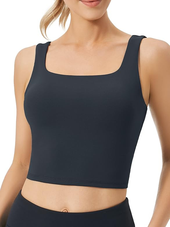 FITTIN Women's Longline Sports Bra - Workout Tank Top Built in Bra Yoga Crop Tops for Gym Fitness | Amazon (US)
