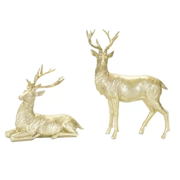 Deer (Set Of 2) 11.75"H, 18"H Resin | Wayfair North America