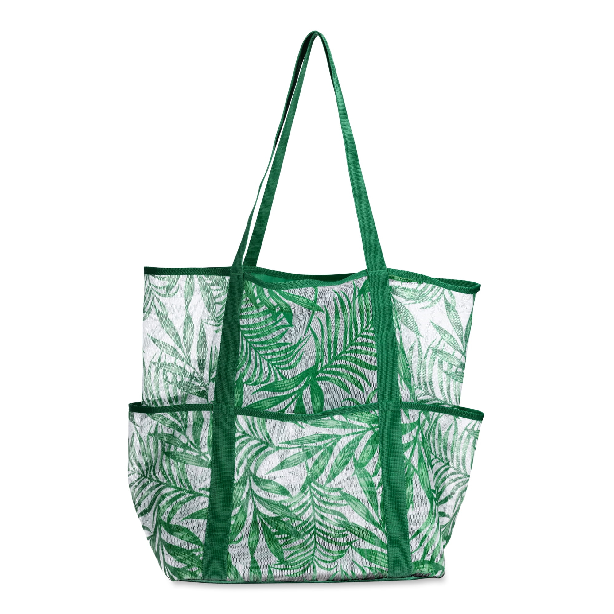 Time and Tru Women's Mesh Beach Tote, Tropical Leaf - Walmart.com | Walmart (US)