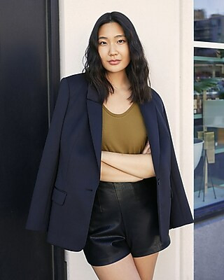 Super High Waisted Vegan Leather Shorts | Express