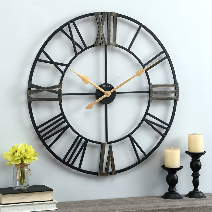 Bradshaw Roman Wall Clock Black - FirsTime | Target