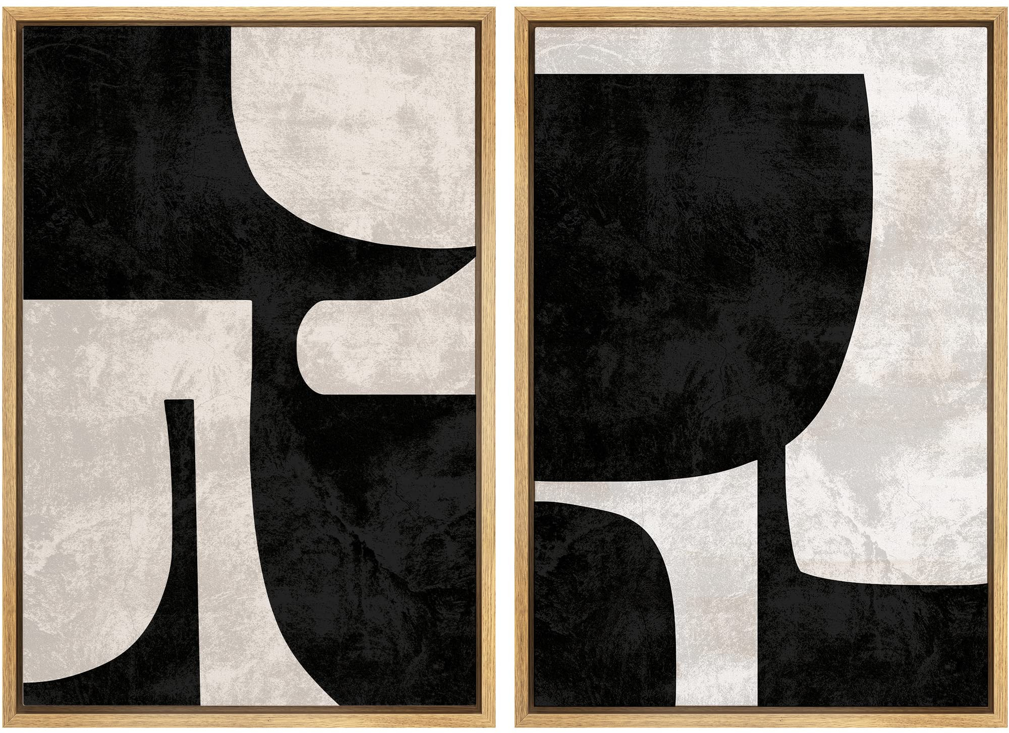 SIGNWIN Framed Canvas Print Wall Art Set Mid-Century Black Polygon Variety Abstract Shapes Illust... | Amazon (US)