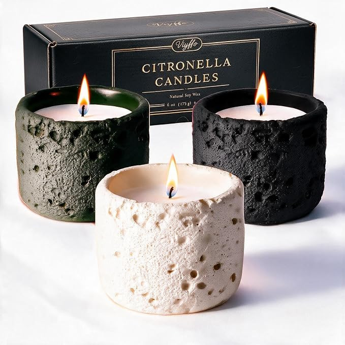 Viyffo 3 Pack Citronella Candles Outdoor, 6oz Citronella Candle Set, Non Toxic Soy Scented Candle... | Amazon (US)