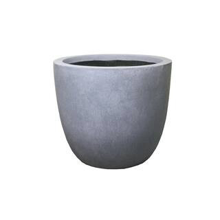 18"" Dia Slate Gray Round Concrete Planter with Drainage Plug for Home Patio Garden | The Home Depot
