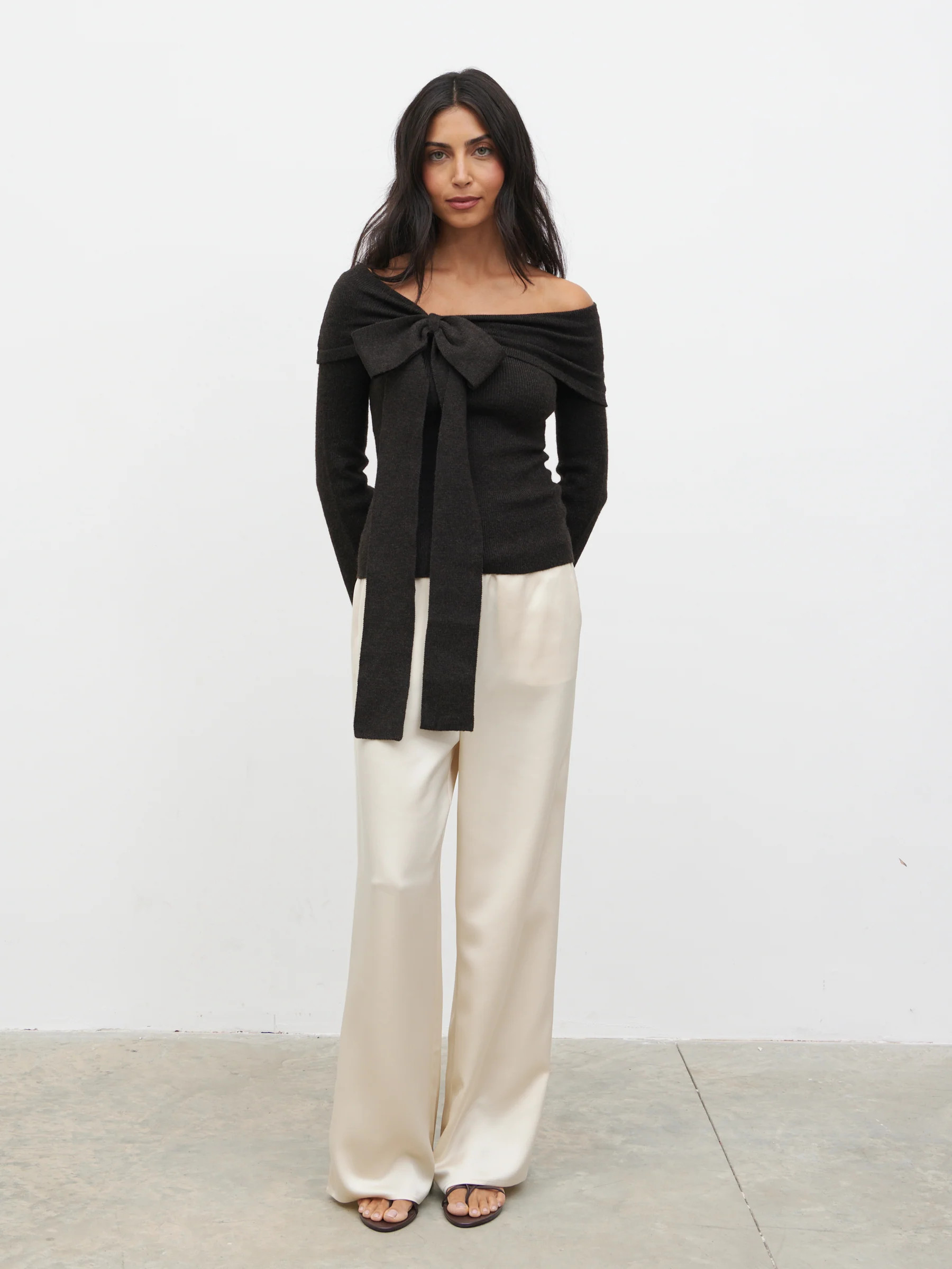 Tilda Bardot Bow Knit Top | Pretty Lavish (UK)