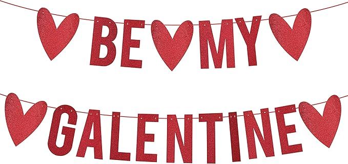 Be My Galentine Banner, Red Glitter galentine’s Day Decorations for Home Office, Happy Galentin... | Amazon (US)