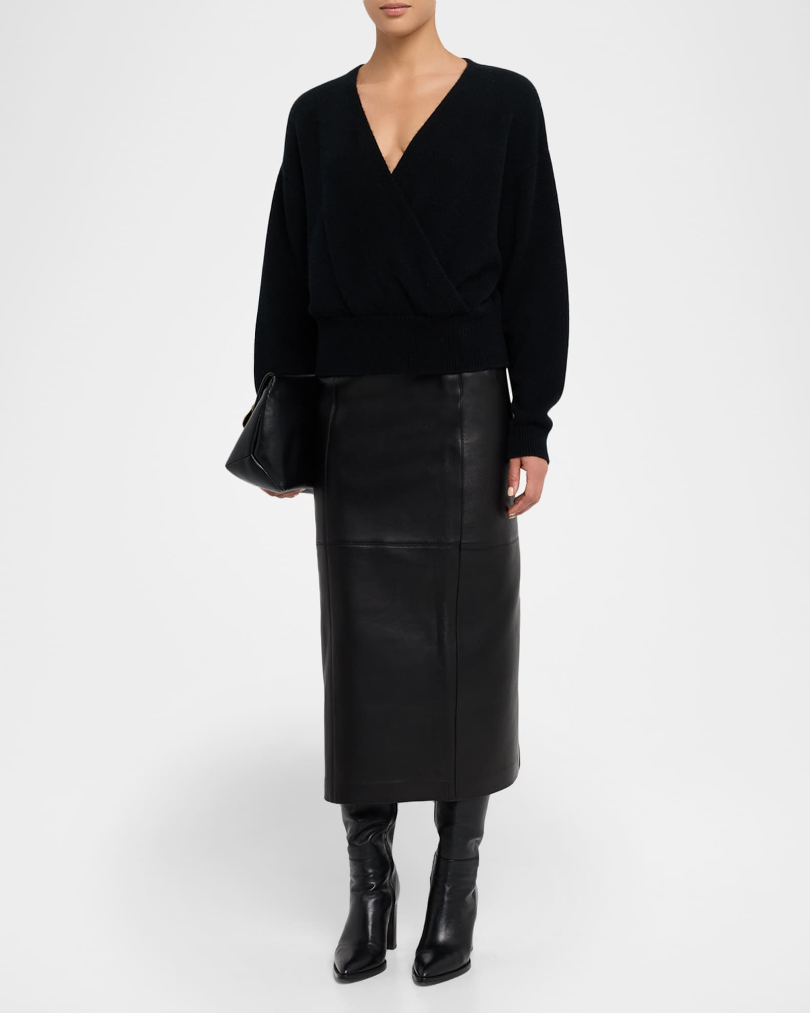Marta Leather Midi Skirt | Neiman Marcus