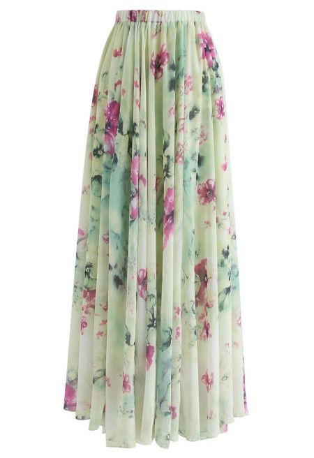 Floral and Frill Maxi Skirt for Beach Weddings & Garden Parties | Chicwish