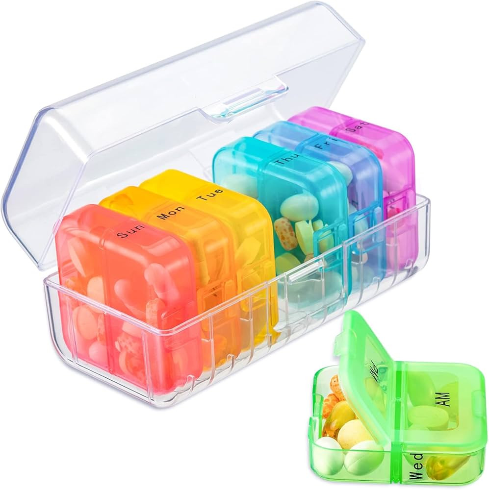 Zoksi Pill Organizer 2 Times a Day, BPA Free Weekly 7 Day Pill Box, Daily Am Pm Pill Organizer, T... | Amazon (US)