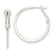 Sterling Silver Flat Hoop Earrings With Omega Back L Inch W Inch | SHEIN